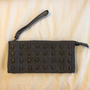 Thomas Wylde Skull zipper leather wristlet